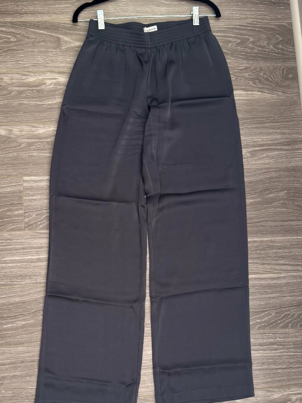 Babaton Satin Wide Leg Pants Dark-grey Size S